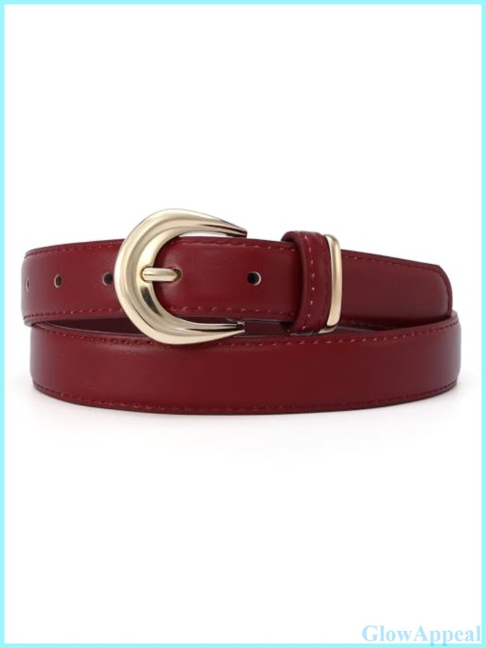 Faux Leather Waist Belt with Gold Buckle, Casual Elegant Jeans Dress Accessory